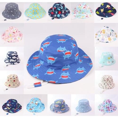 Children Cartoons Printing Bucket Hat Cotton Breathable Thin Hat New Fashion Baby Boys Girl Spring/Autumn Outdoor Sun Hat