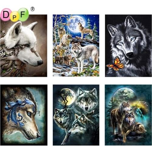 DPF 5D Round full Diamond Embroidery DIY Needlework dark wolf series Diamond painting Cross Stitch diamond Mosaic decor crafts
