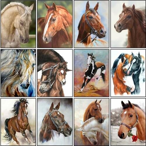 Evershine Diamond Embroidery Animal Cross Stitch Kit 5D DIY Diamond Painting Horse Mosaic Rhinestones Home Decoration