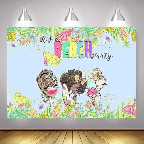 Beach Party Selfie Photography Backdrop Decoration Summer Surf Girl Birthday Background Tropical Fruit Photocall Photo Studio