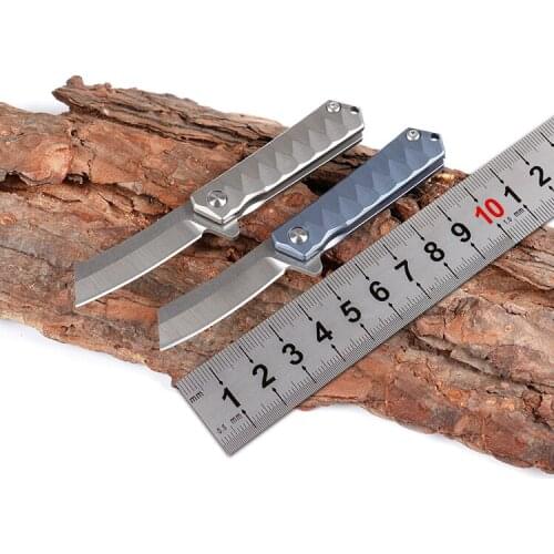 Freewolf Small Flipper Folding Knife D2 Satin Finish Blade CNC TC4 Titanium Alloy Handle Ball Bearing H0164