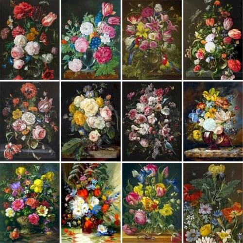 GATYZTORY Flowers In A Vase DIY Painting By Numbers For Adult Children Handpainted Oil Painting Canvas Colouring Home Decor