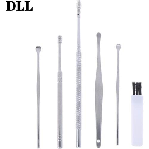 5/6pcs Stainless Steel Earpick Spoon Tool Kit Ear Tapping Ear Clean Ear Wax Remover Spiral Portable Ear Care Beauty
