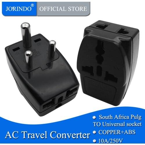 JORINDO 10A 250V South Africa standard travel adaptor plug one-turn-three AU/UK/US to South Africa plug socket power converter