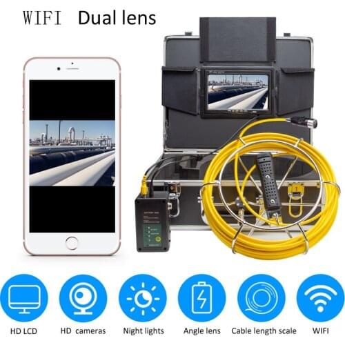 Design 4500mAh HD Dual Camera Lens Drain Sewer Pipeline Industrial Endoscope Pipe Inspection Video Camera
