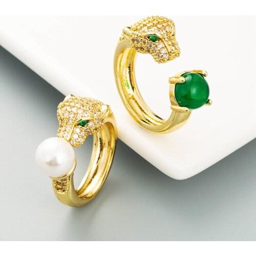 Leopard Head Inlaid Women Rings Hip Hop Animal Group Party Punk Finger Ring Jewelry Personality Fashion Gift New Style