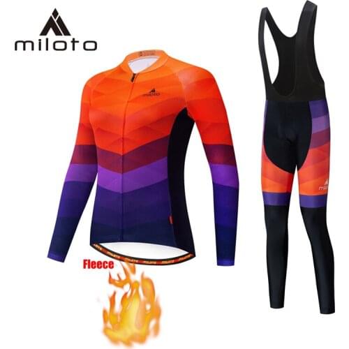 Miloto Cycling Jersey Set Winter Bike Jacket Long Sleeve Clothing Thermal Fleece Riding Uniform Female Bicycle Training Suits