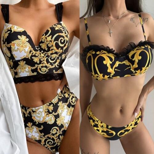 High Waist Swimwear Push Up Bikinis Bikini Set 2021 Women Swimsuit Female Swimming Suit Bathing Suit Print Biquini Bikini Set