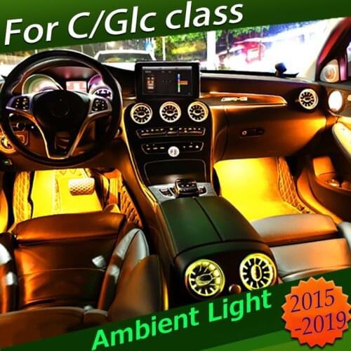 64 color Atmosphere Ambient Light Lamp For Mercedes Benz C Class W205 GLC X253 Air Condition Rear Air Vent Outlet Trim
