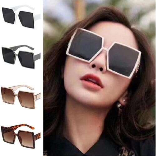 Fashion Simplicity Sunglasses Square Sun Glasses Wide Temples Eyeglasses Anti-UV Spectacles Oversize Frame Goggles Ornamenta A