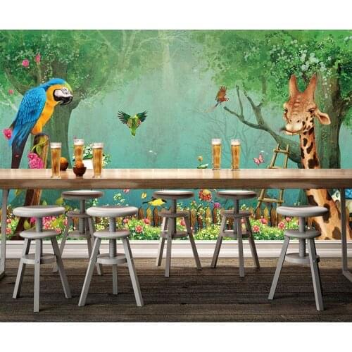 Bacaz 3D Animal and bird Wallpaper Kids room Decor Cartoon Wall Paper For Children Bedroom mural wallpaper papel de parede 3d