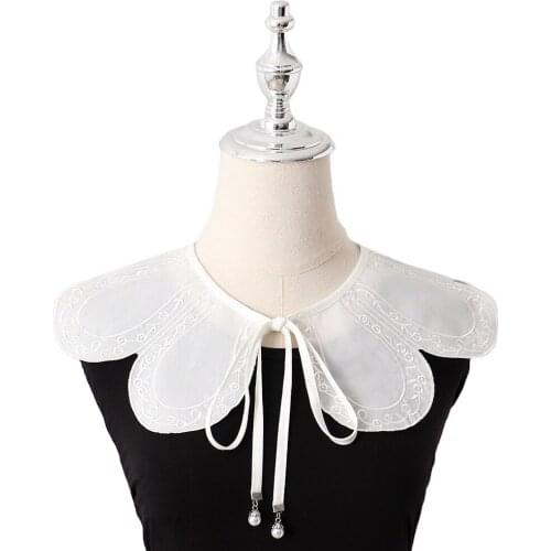 Cloud Shoulder Fake Collar for Women Floral Embroidery False Collar Neck Shawl Wrap Detachable Collar Female Clothes Decor