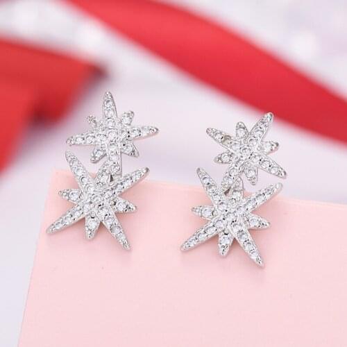 Snowflake Star Christmas stud Earrings Fashion Luxury Earrings Women Shining Zircon Earrings Net hot Same Earrings Jewelry