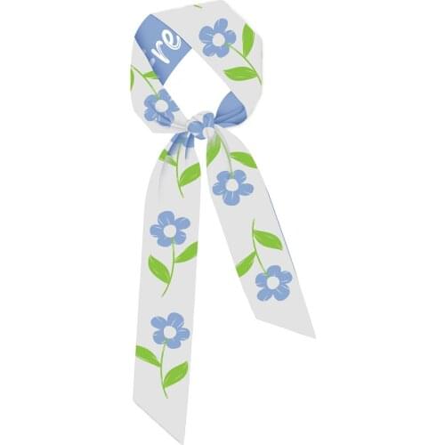 New Fresh Style Flower Hair Scarf Fashion Women Headband Brand Silk Scarf Bag Scarves Design Wrist Towel Foulard Neckerchief