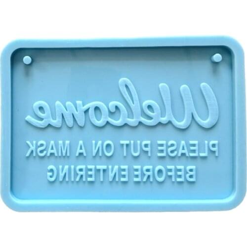 Handmade Welcome-Door Plate Resin Mold Silicone Letter Sign Please Wear a Mask Before Entering Resin Mold Craft Tools