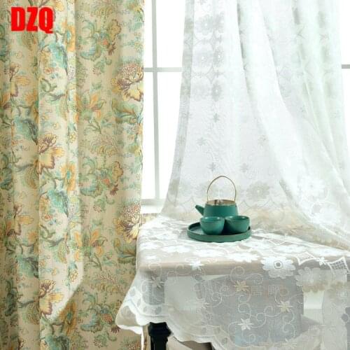 Modern Curtains for Living Room Bedroom Boutique Fresh Pastoral Simplicity Polyester Cotton Printing Curtain Tulle Fabric