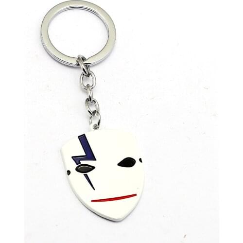 DARKER THAN BLACK Keychain Metal White Mask Key Ring Holder Men Car Women Bag Key Chain Pendant Chaveiro Japanese Anime Jewelry
