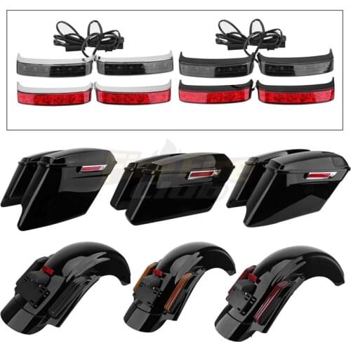 Motorcycle Extended Hard Saddlebags Turn Lamp Light Run Brake Light Fender Extension Fascia For Harley Touring 2014-2020