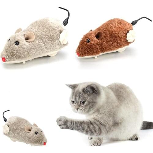 Wind Up Toy 1Pc Pet Dog Cat Plush Funny Toy Mouse Animal Clockwork Wind Up Running Play Gift