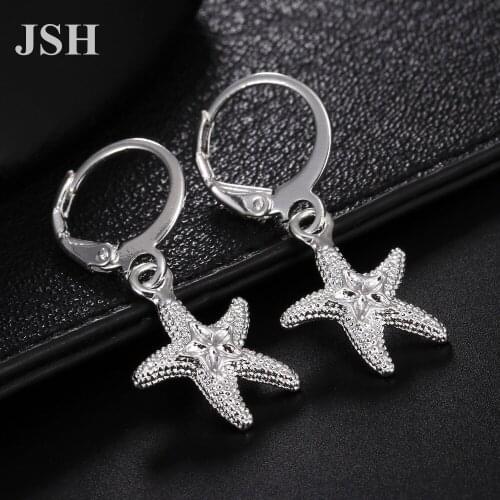 Wholesale , Lady women silver color earrings starfish charms wedding hook CUTE Bohemia fashion classic jewelry LE045