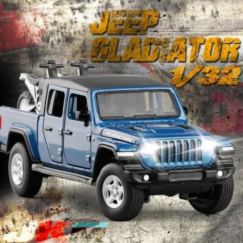 1/32 JEEP Gladiator Alloy Diecast Car Model Sound Light Steering Shock Absorber Pickup Toy Car Metal Vehicle Toys For Boys