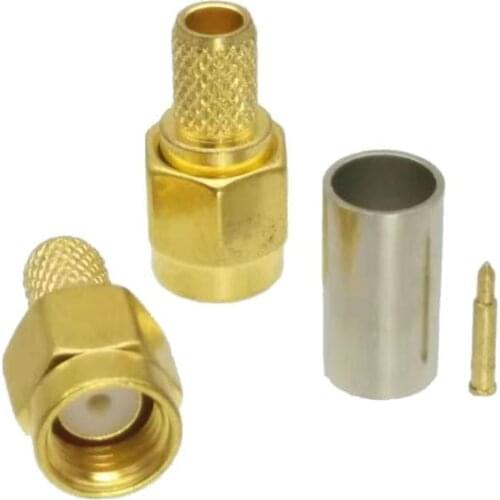 10pcs connector SMA male Plug crimp RG58 RG142 LMR195 RG400 straight