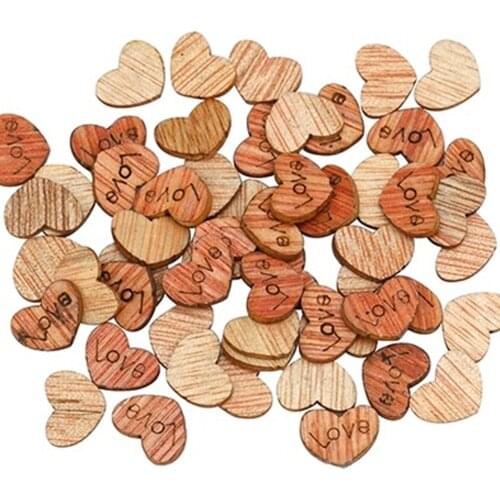 100Pcs Love Heart Wood Sewing Appointment Wedding Decoration Buttons Clothing Accessories (Size: One Size)