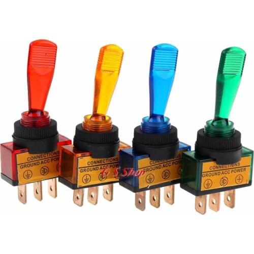 12V 20A Car LED Light Toggle Switch 3 Pin SPST ON/OFF Rocker Long handle Switches 62*26*12mm