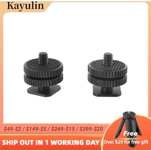 1/4 inch Hot Cold Shoe Mount Dual Nuts Tripod Mount Screw to Flash Hot Shoe Adapter Stand For Camera Studio Accessory 2PCS