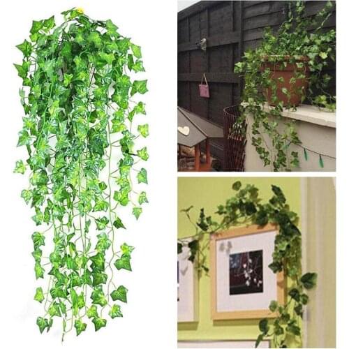 200cm Green Silk Artificial Hanging Ivy Leaf Garland Plants Garden 1Pcs Leaves Home Party Bathroom Grape Vine Decor Decorat P9L1