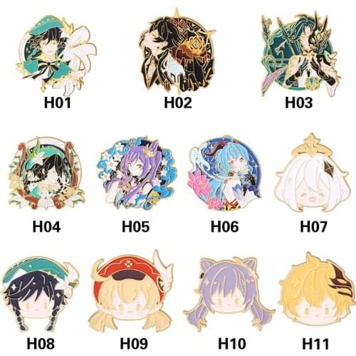 Anime Genshin Impact Ganyu Keqing Wendi Xiao Metal Badge Button Brooch Pins Collection Medal Pendant Costume Cosplay Gift