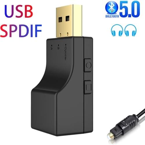 Bluetooth Transmitter USB + SPDIF 2 in 1 Bluetooth 5.0 Audio Transmitter Low Lantency Optical Wireless Adapter For TV PC Dongle