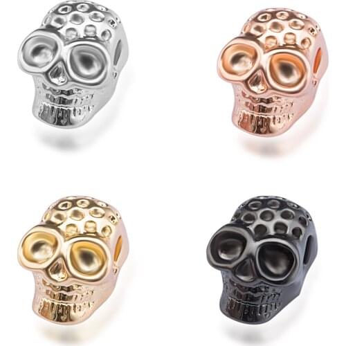 DIY Punk Style Retro Alloy Jewelry Accessories Skull Eyelet Beaded Anklet Bracelet Necklace Connector Wholesale