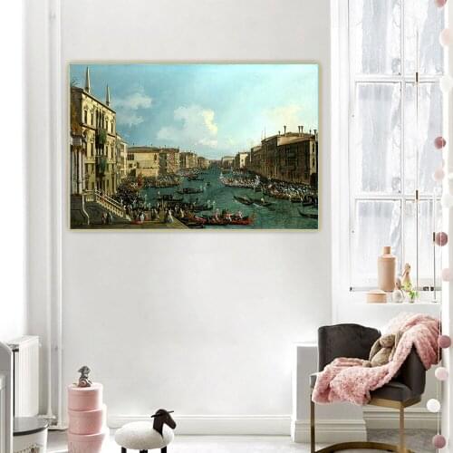 Citon Canaletto《Regatta on the Canale Grande》Canvas Oil Painting Artwork Poster Picture Background Wall Decor Home Decoration