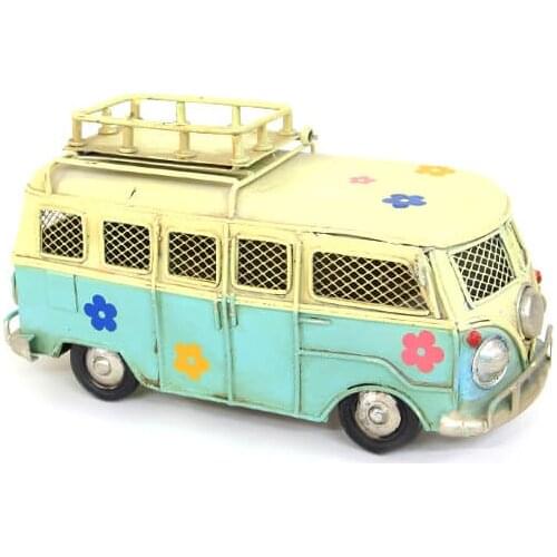 Decorative Metal Minibus Framed - Trinket, Miniature, Gift, Nostalgic, Vintage Handmade, Hand Painted, quality Durable
