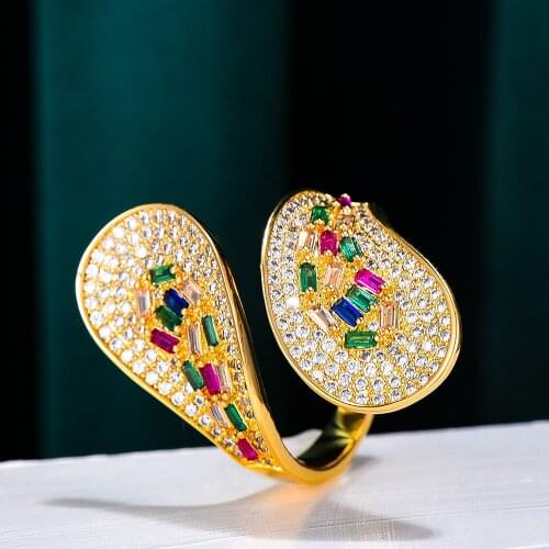 GODKI Luxury Geometry Bold Statement Rings for Women Bridal Engagement Wedding Jewelry Cubic Zirconia CZ Accessories Rings