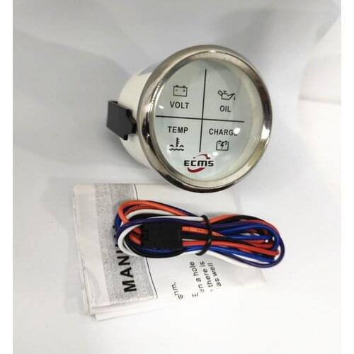 ELING 52mm 4LED Alarm Gauge Meter 9~32V Volt/Oil/Water Temp/Check Engine Alarm Indicator Gauge Red Backlight with Logo