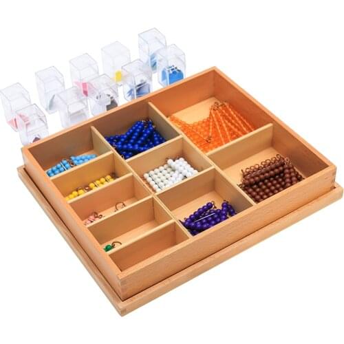 Montessori Mathematics Instruments Kindergarten Childrens Mathematics Learning Toys Short Beads and Label Box