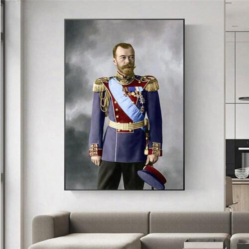 Tsar Nicholas II of Russia Portrait Poster Canvas Painting Wall Art Figure Pictures Art Posters and Prints for Living Room Decor