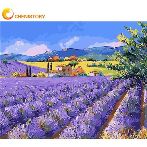CHENISTORY Painting By Numbers 60x75cm Framed Purple Flower Oil Picture By Number Handmade Unique Gify Home Decor Wall Photo