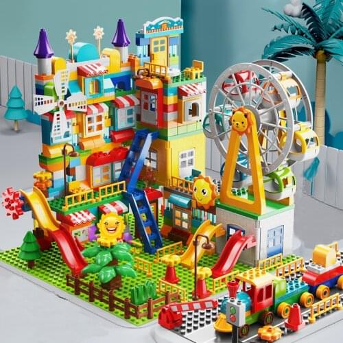 Marble Race Run Bricks Big Size Building Blocks Funnel Slide Blocks DIY Bricks Toys For Children Kids Gift