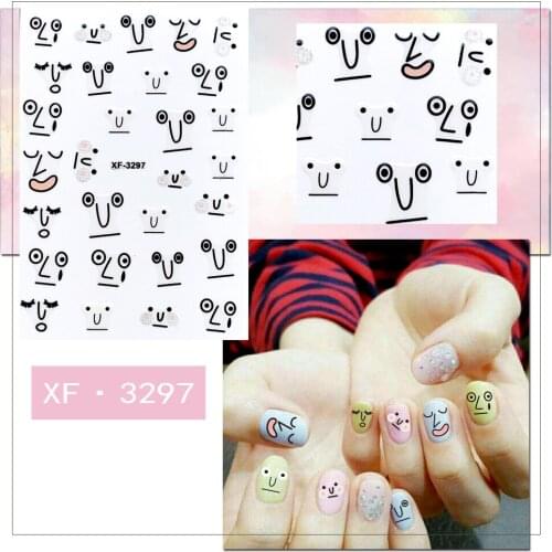 Korean Nail Art Decorations Stickers Self-adhesive DIY Abstract Art Decals Tips Manicure Nail Art Stickers Design Cartoon Face