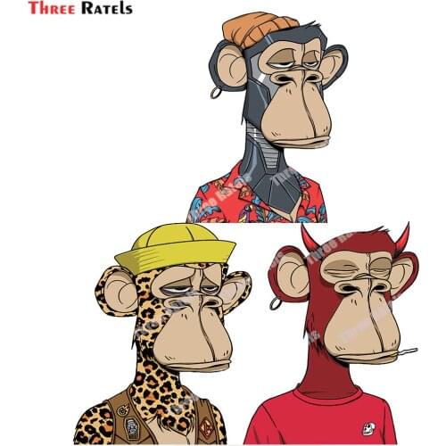 Three Ratels D153 Cool Fashion Bored Monkey Car Cartoon Stickers For Fuel Tank Cap Bumper Decoration Personalized Decals