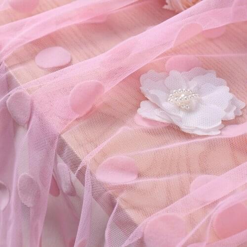 3 yards Pink Polka Dot Mesh Lace Fabric Bridal Veil Lace Wedding Bridal Dress,French Lace Fabric by the Yard