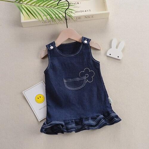BibiCola girl dress summer 2020 new kids girl sling denim princess dresses for children birthday party clothing wear for 1-4Y