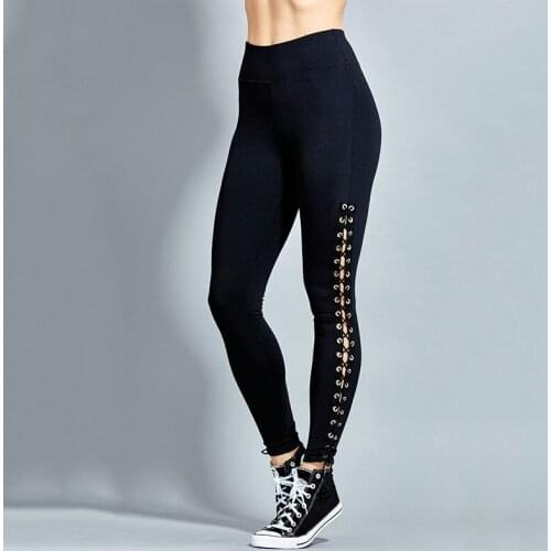 Fashion Women High Waist Leggings Pencil Pants Lace Up Slim Bandage Trousers Gym Fitness Training Track Pants