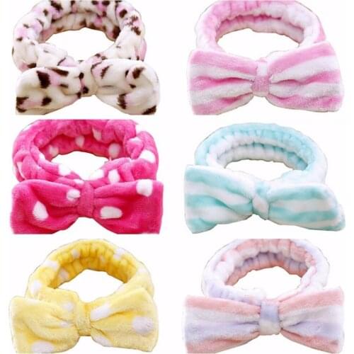 Big Rabbit Ear Coral Fleece Soft Elastic Hair Ribbon SPA Bath Shower Make Up Wash Face Cosmetic Headband Hair Band Headwear