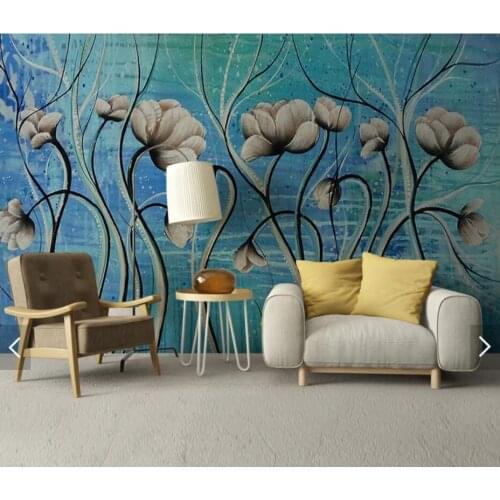 3D Wallpaper Flower Wall Mural Canvas Waterproof Murals Vintage Floral Oil Painting Wallpaper Roll Living Room Wall Papers