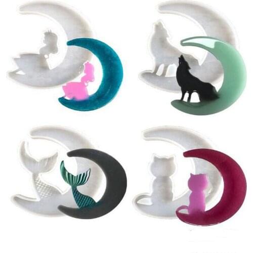 New Transparent Silicone Mould Resin Decorative Craft DIY Moon angel cat moon wolf Mold epoxy resin molds for jewelry making