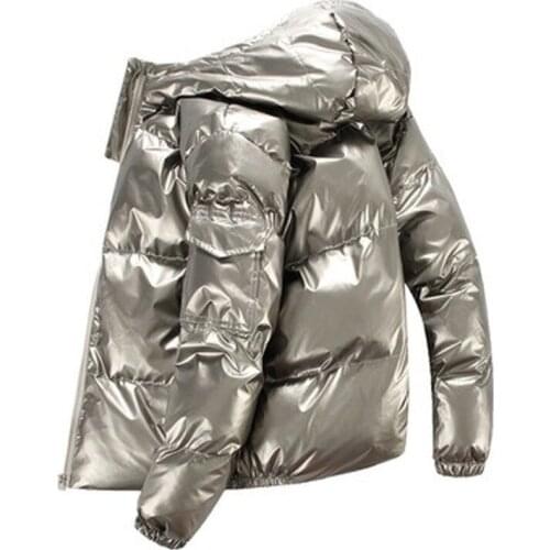 New Bright Leather Winter Mens Jacket Casual Parka Outwear Waterproof Thicken Warm Stand Collar Outwear Coat Men Clothing